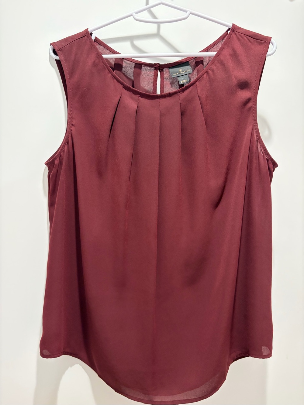 Worthington Sleeveless Pleated Camisole - Wine